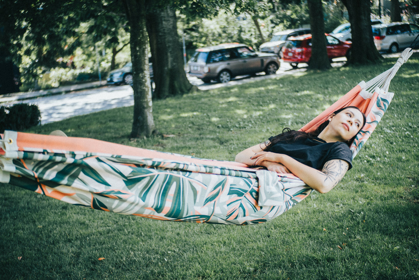 Daydream Palm Pink Canvas Hammock